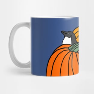 Four Pumpkins and a Penguin waiting for Halloween Mug